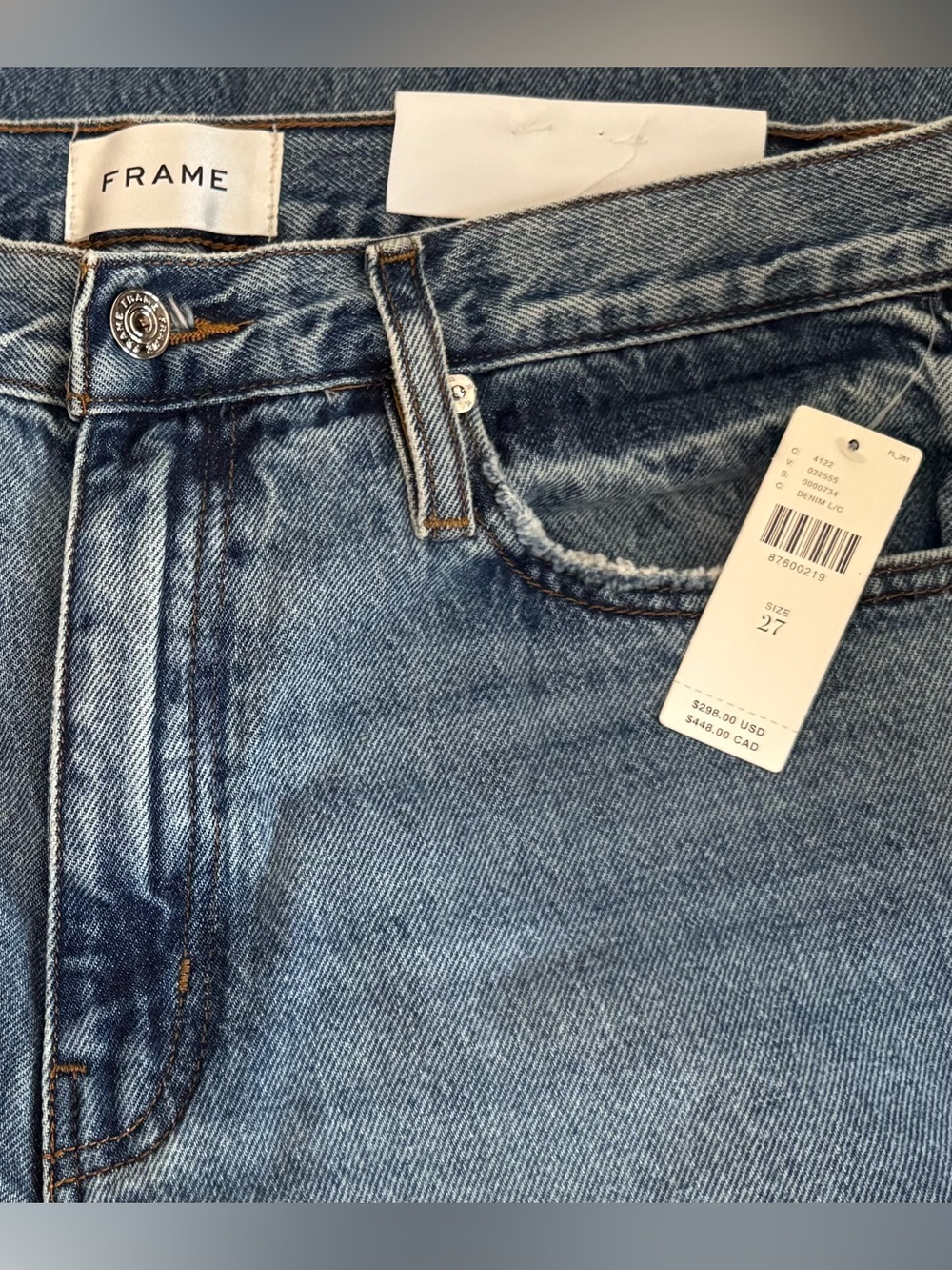 NWT Size 27 - FRAME The Hang 100% Cotton Mid Rise jeans in Seattle (NWT US$ 298) - Picture 12 of 16